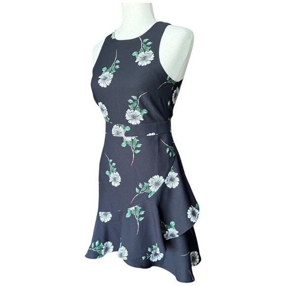 Banana Republic Floral Fit & Flare Sleeveless Ruffle Hem Dress 00 Petite - Picture 3 of 9